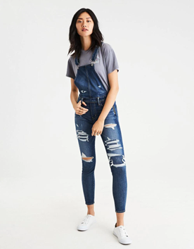 American Eagle Women Blue Jegging Overall