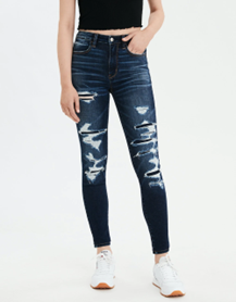 American Eagle Women Blue Super High-Waisted Jeggings