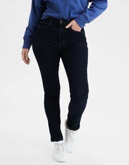 American Eagle Women Blue Ne(X)T Level Curvy High-Waisted Skinny Jean