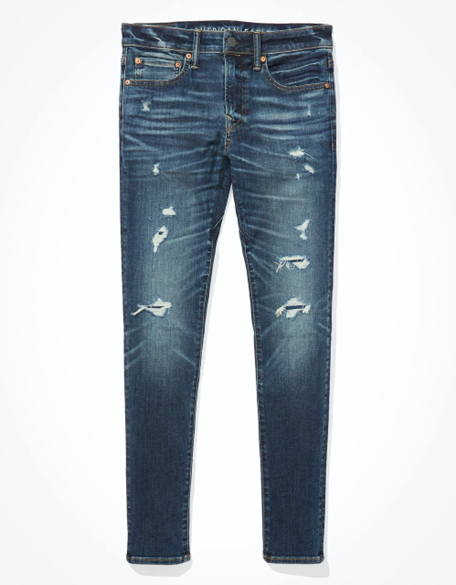 American Eagle Men Navy Airflex 360 Move-Free Ripped Skinny Jean by American Eagle India