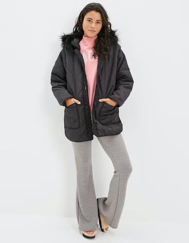 Black Quilted Jacket for women
