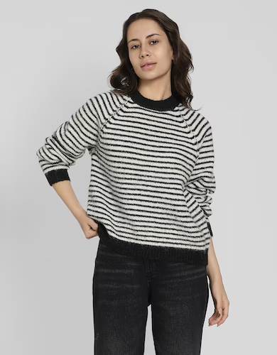 Black and White stripped sweater for women