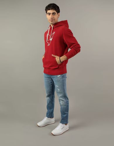 Red Graphic Hoodie for Men