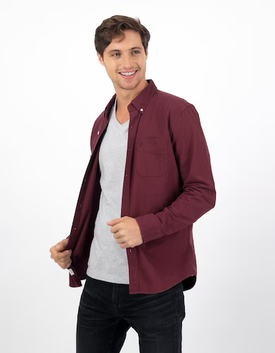 Burgundy Colour Button-Up Shirt for Men 