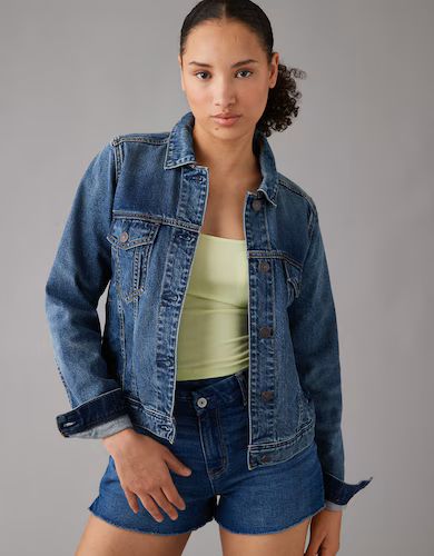 Blue Strigid Denim Jacket for Women 