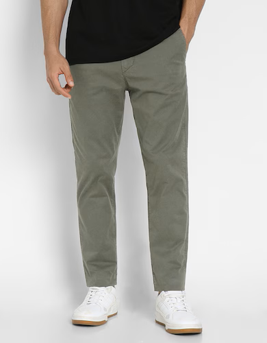 Green Slim Khaki Pant for Men 