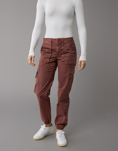 Burgundy Baggy Cargo Jogger for Women