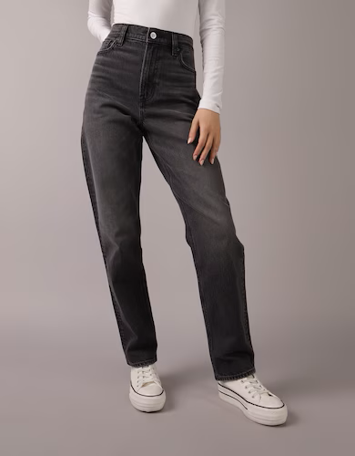  Grey High-Waisted Straight Jean for Women 