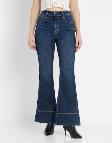 Dark Colour Flare Jeans for Women 