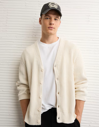American Eagle Men Washed Shaker Cardigan