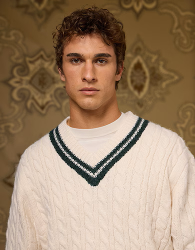 AE x Tru Kolors Cable Knit Cricket Sweater