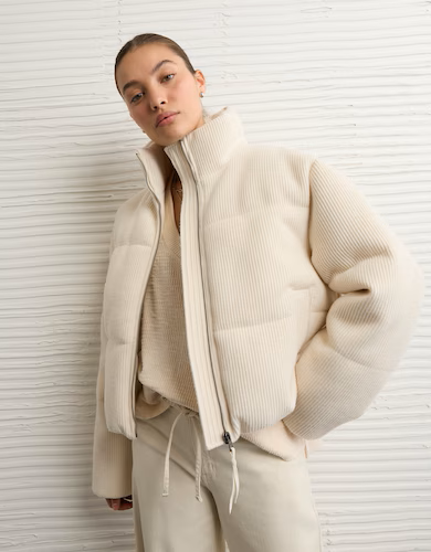 American Eagle Women Cropped Puffer Jacket 