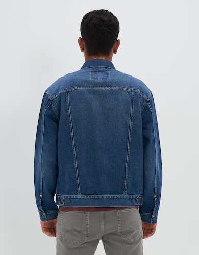 American Eagle Men Blue Denim Trucker Jacket 