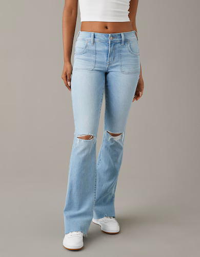 Blue Ripped Bootcut Jean for Women